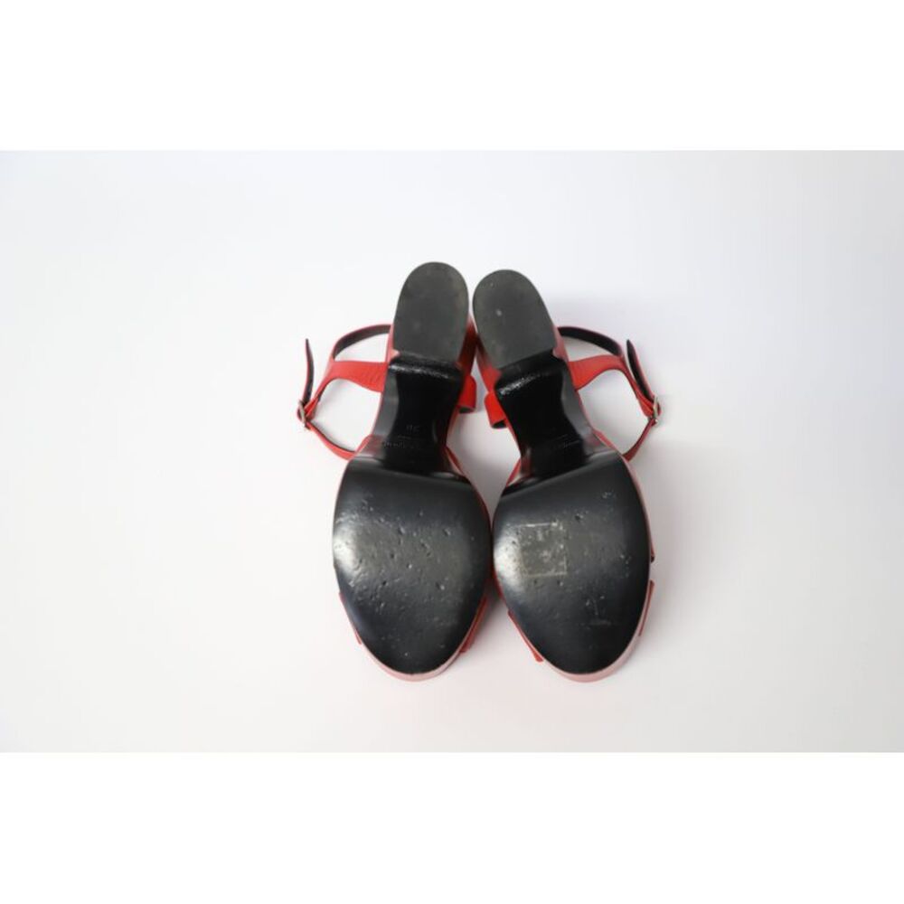 Saint Laurent Candy Bow Platform Sandals in Red Leather - Picture 2 of 7